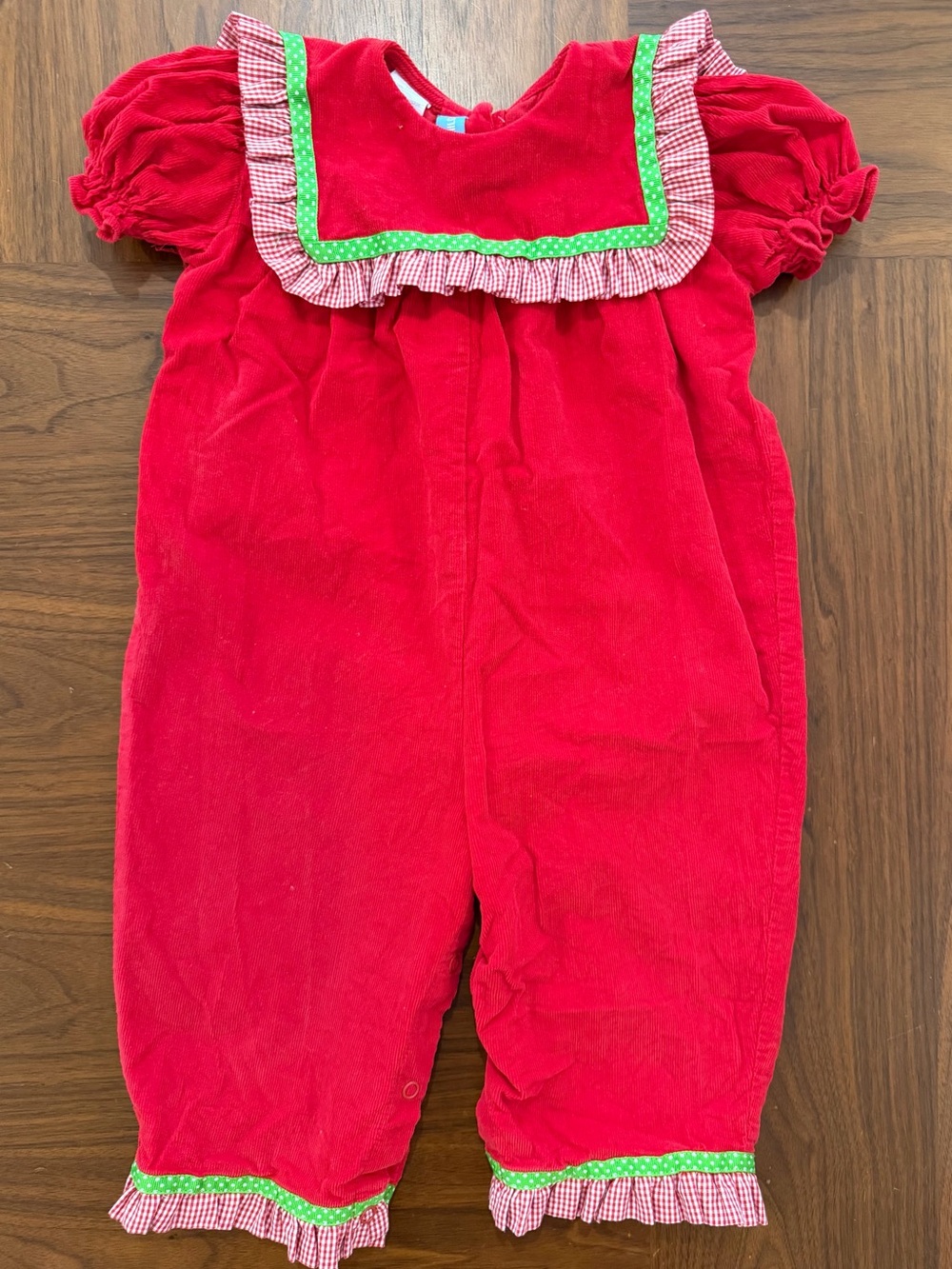 Monday’s Child Size 18m Red Girls' Ruffle Corduroy Romper Christmas